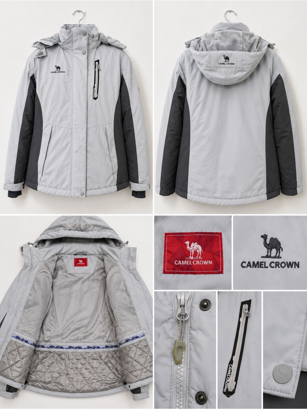 Camel Crown Women’s M Waterproof Windproof Winter Jacket Gray - Picture 3 of 4